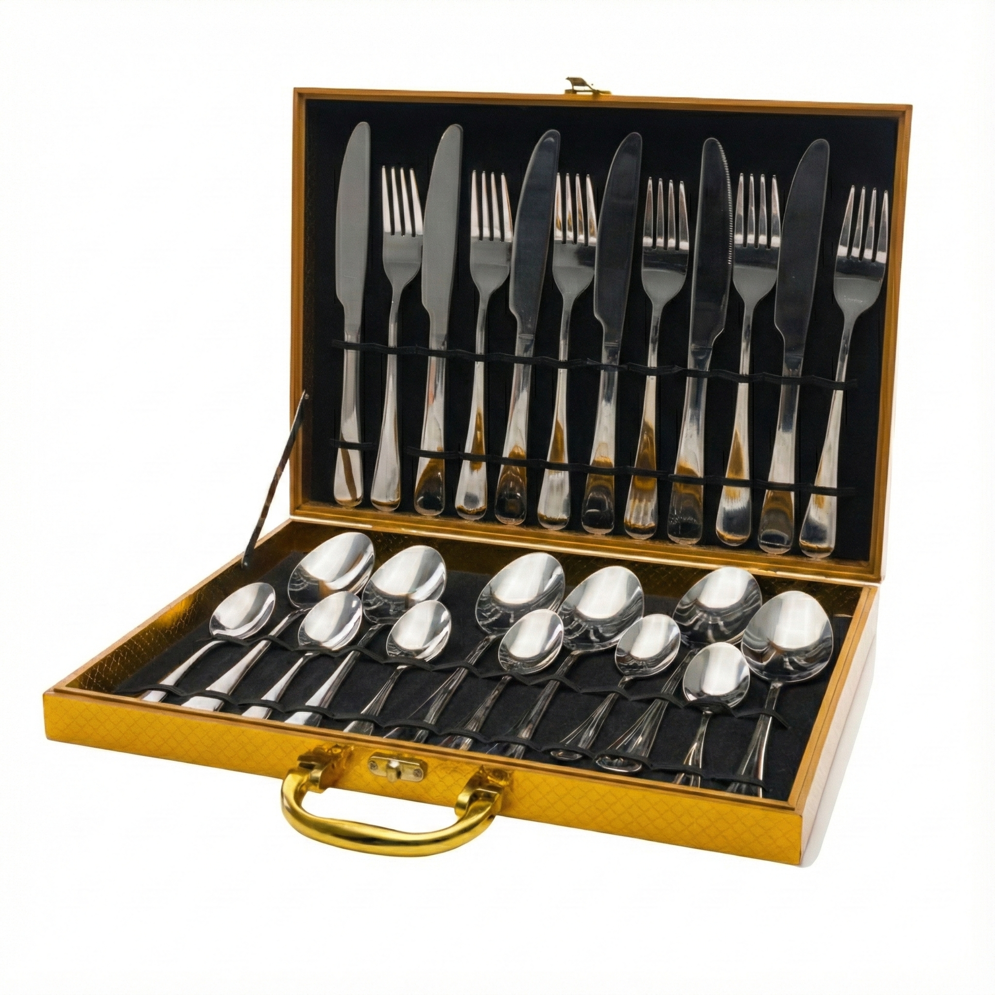 CUBIERTOS ACERO INOXIDABLE PULIDO 24 PCS + ESTUCHE PREMIUM✨
