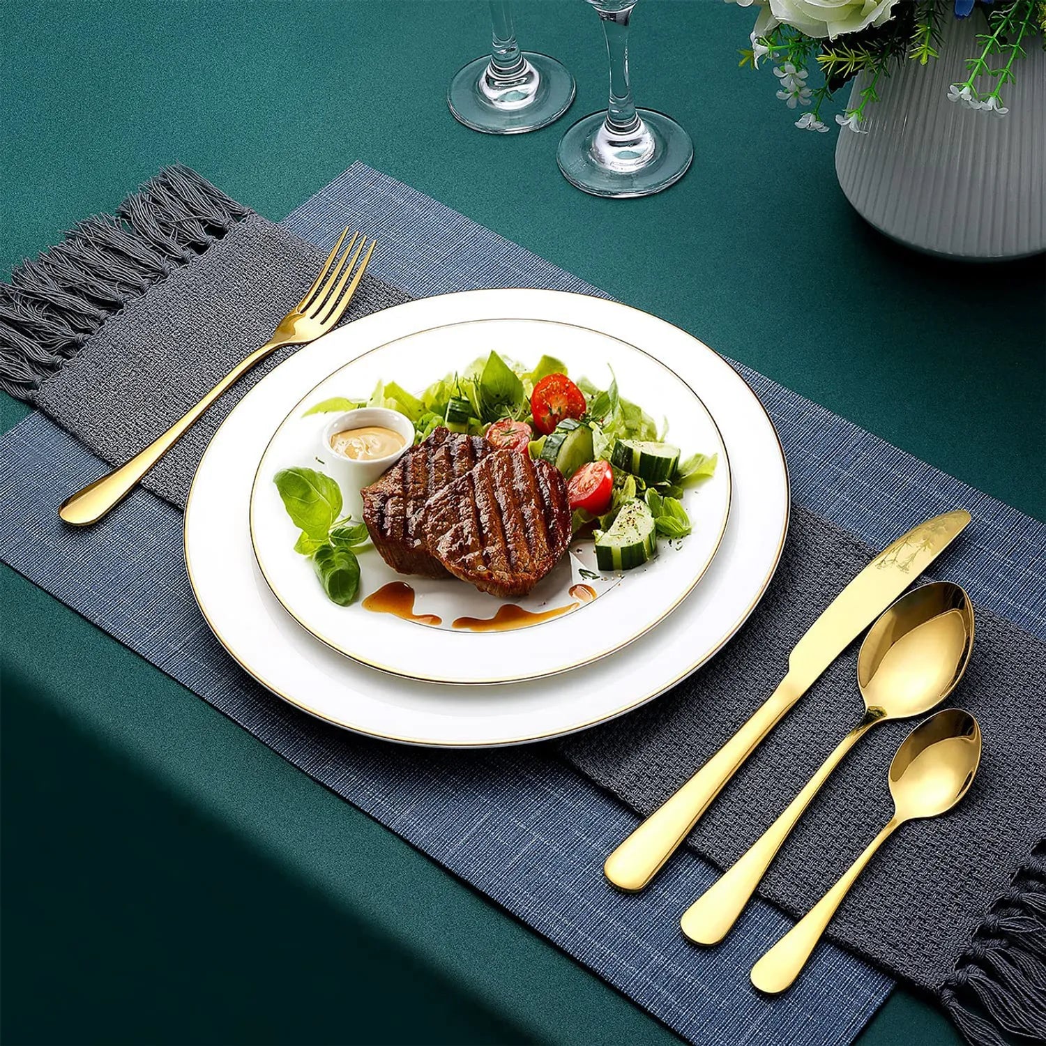 CUBIERTOS ACERO INOXIDABLE PULIDO 24 PCS + ESTUCHE PREMIUM✨